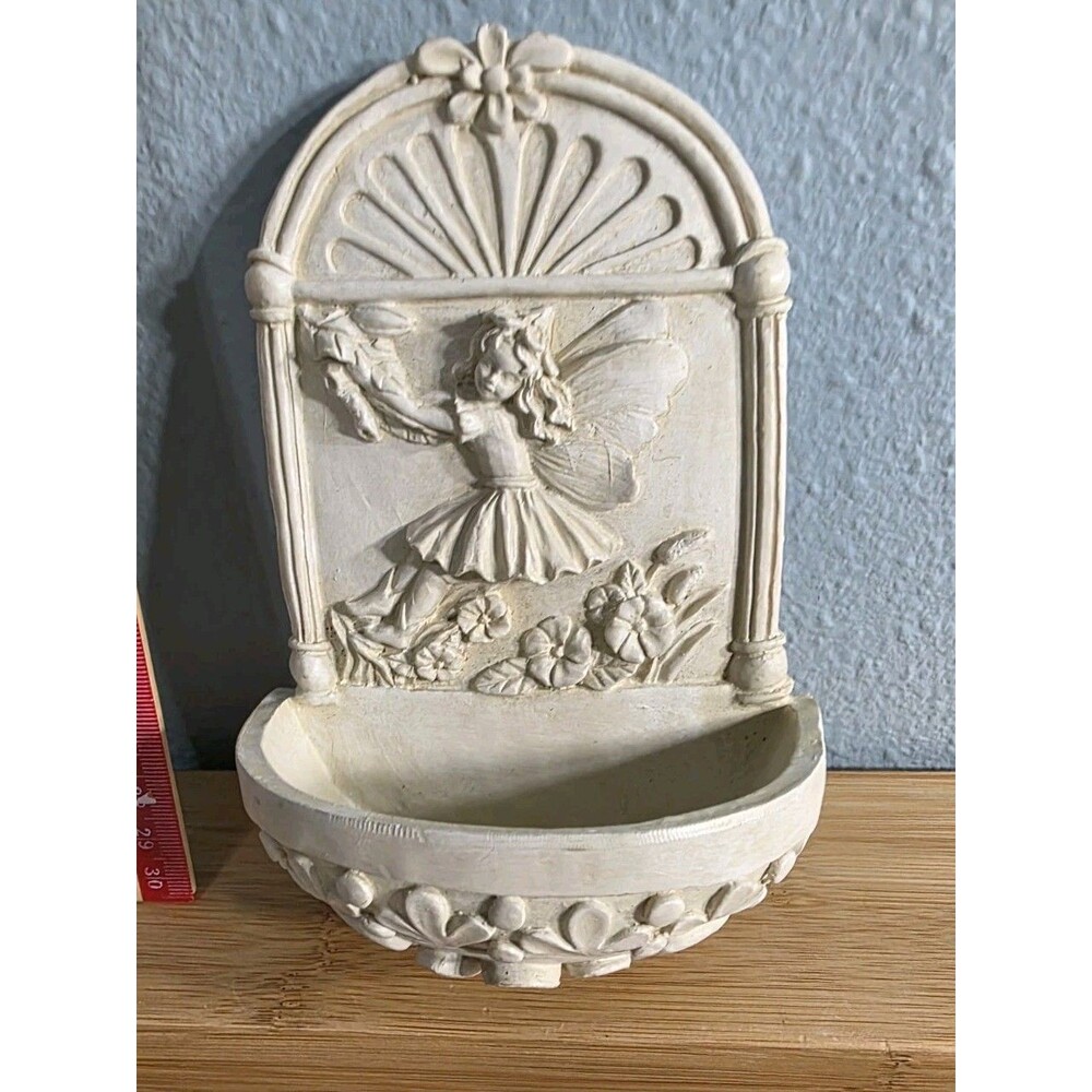Victoria's Garden Fairy Wall Decor Bird Bath Feeder Resin 6"